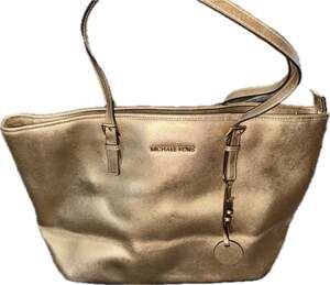 Michael Kors Jet Set Top Zip Tote Gold Saffiano Leather